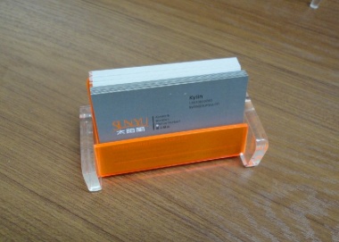 橙色亚克力名片座 有机玻璃桌面名片盒名片夹